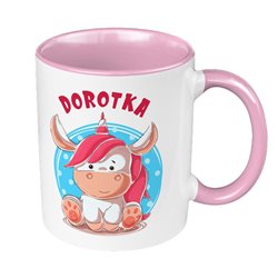 Kubek 330 ml kolorowy "Jednorożec"- podaj imię dziecka.