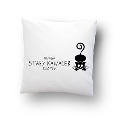 Poduszka "Stary kawaler z kotem".