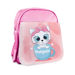 Plecak z imieniem dziecka "Kotek w filiżance".