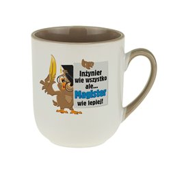 Kubek kawowy dla świeżo upieczonego Magistra "Inżynier wie wszystko, ale Magister wie lepiej".