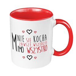 Kubek 330 ml kolorowy "Mnie się kocha zawsze".