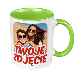 Kubek kolorowy ze zdjęciem, grafiką lub tekstem Klienta- zielony.