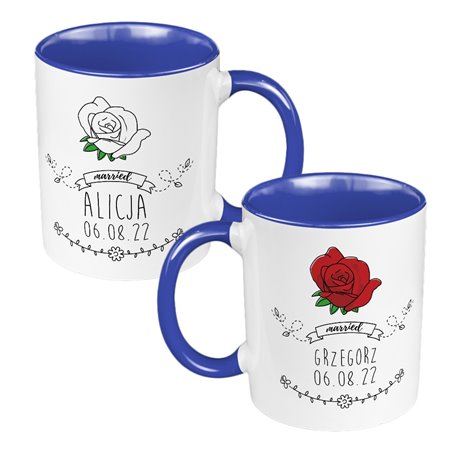 Zestaw kubków 330 ml w pudełku - dla nowożeńców lub zakochanych "Róża".