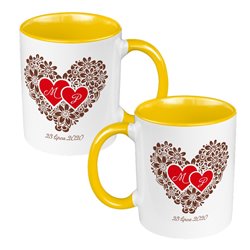 Zestaw kubków 330 ml kolorowe w pudełku - dla nowożeńców lub zakochanych "Serca". 2