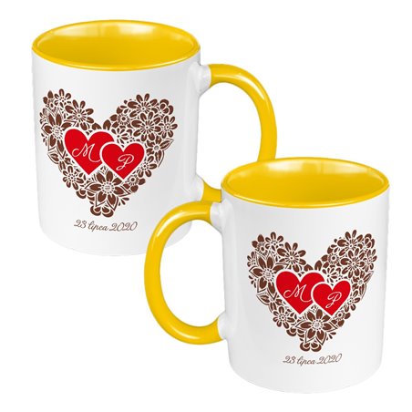 Zestaw kubków 330 ml kolorowe w pudełku - dla nowożeńców lub zakochanych "Serca".