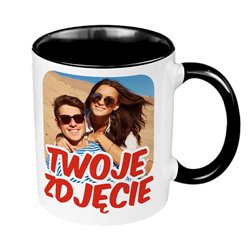 Kubek 330 ml kolorowy z Twoim zdjęciem, grafiką lub tekstem - czarny.