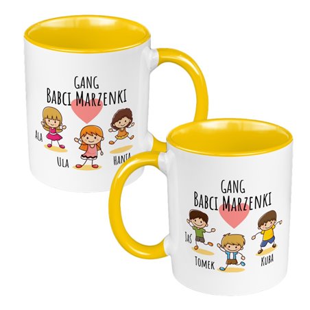 Kubek 330 ml kolorowy dla Babci "Gang Babci" z imionami.