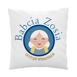 Poduszka dla babci z grafiką "Babcia gotuje wspaniale".