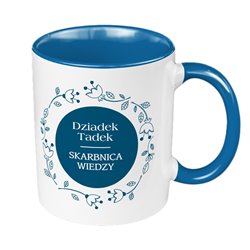 Kubek 330 ml kolorowy dla dziadka "Dziadek skarbnica wiedzy".