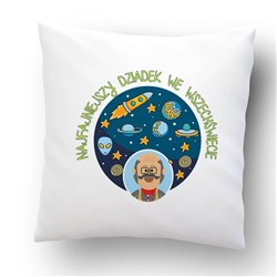 Poduszka dla dziadka z grafiką "Najfajniejszy dziadek we wszechświecie".