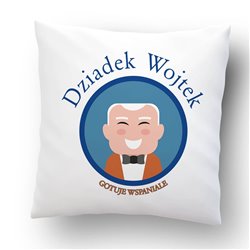 Poduszka dla dziadka z grafiką "Dziadek gotuje wspaniale".