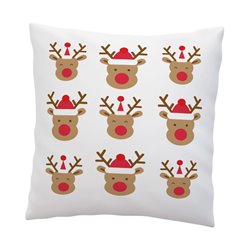 Poduszka z grafiką "Reniferki"- świetna świąteczna dekoracja salonu.