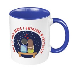 Kubek 330 ml kolorowy na Walentynki  "Daję Ci moje serce".