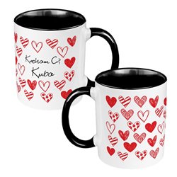 Kubek 330 ml kolorowy na Walentynki  "Kocham Cię" z imieniem.