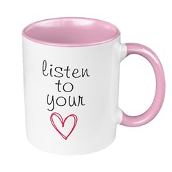 Kubek 330 ml kolorowy na Walentynki  "Listen to your".