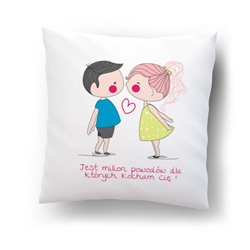Poduszka na Walentynki ze zdjęciem i tekstem "Jest milion powodów".