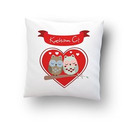 Poduszka na Walentynki ze zdjęciem i tekstem "Kocham Cię - sowy".