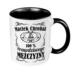 Kubek 330 ml kolorowy "100 % prawdziwego mężczyzny".