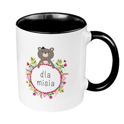 Kubek 330 ml kolorowy na Walentynki  "Dla Misia".