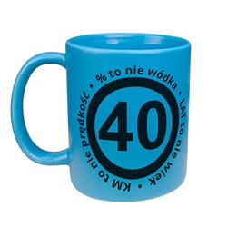 Matowy kolorowy kubek "40 lat" - fajny prezent na 40 urodziny.