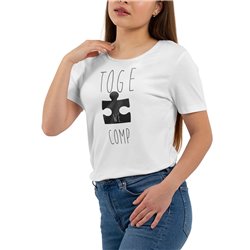 "Together we are complete" dla niej - koszulka biała damska z tekstem.