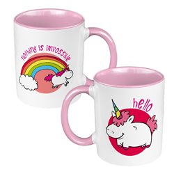 Kubek 330 ml kolorowy dla miłośniczki jednorożców.
