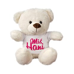 Maskotka miś biały, super mięciutki z imieniem dziecka - 18 cm - idealny pomysł na prezent.