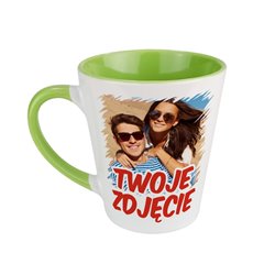Zielony kubek latte ze zdjęciem, grafiką lub tekstem Klienta.