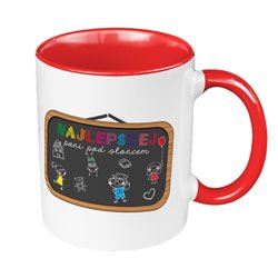 "Najlepszej Pani pod słońcem" - kubek 330 ml kolorowy- prezent z okazji Dnia Nauczyciela.