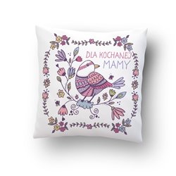 "Dla kochanej mamy " - poduszka z napisem na dzień mamy.