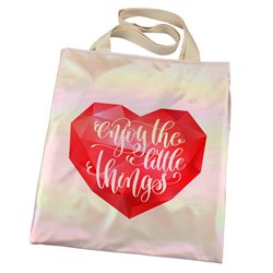 Torba holograficzna różowa- "Enjoy the little things".