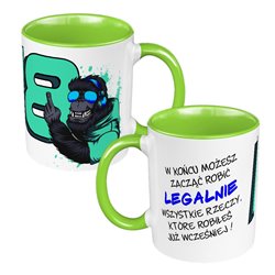 Kubek 330 ml kolorowy z nadrukiem na 18 urodziny.