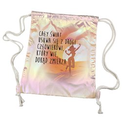 Worko-plecak holograficzny różowy- "Cały świat".