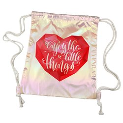 Worko-plecak holograficzny różowy- "Enjoy the little things".