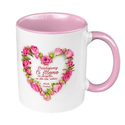 Kubek 330 ml kolorowy z nadrukiem "Dziękujemy Ci mamo" - idealny na dzień mamy.