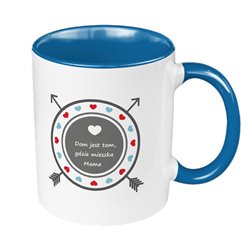 Kubek 330 ml kolorowy z nadrukiem "Dom jest tam, gdzie mieszka mama" - idealny na dzień mamy.