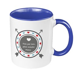 Kubek 330 ml kolorowy z nadrukiem "Dom jest tam, gdzie mieszka mama" - idealny na dzień mamy. 2
