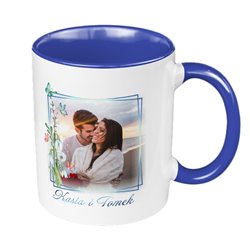 Kubek 330 ml kolorowy z Waszym zdjęciem w ramce oraz imionami- super prezent dla zakochanych. 2