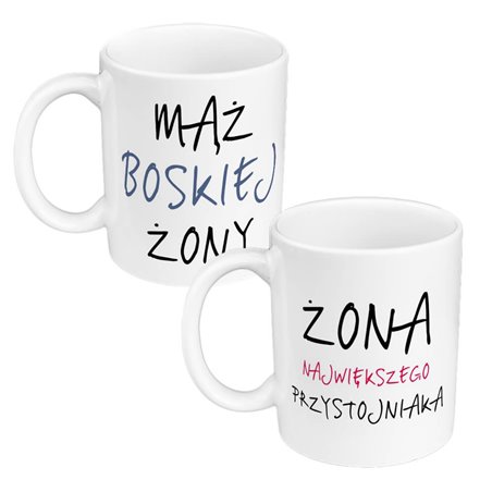 Zestaw Kubków 330 ml kolorowy dla pary "Mąż i żona"