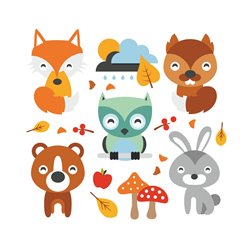 "Zwierzęta leśne" - naklejki dekoracyjne do pokoju dziecięcego.