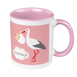 Kubek 330 ml kolorowy narodziny dziewczynka.
