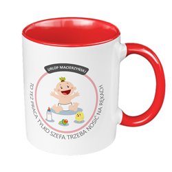 Kubek 330 ml kolorowy dla młodych rodziców "Macierzyństwo to też praca...".