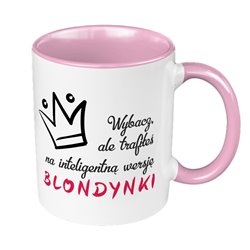 Kubek 330 ml kolorowy "Inteligenta wersja blondynki".