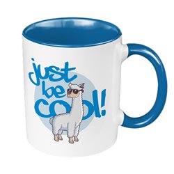 "Just be cool " - kubek 330 ml kolorowy dla miłośnika lam.