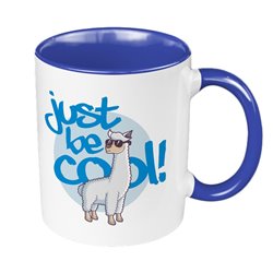 "Just be cool " - kubek 330 ml kolorowy dla miłośnika lam. 2