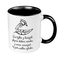Kubek 330 ml kolorowy dla nauczyciela z motywującą sentencją.