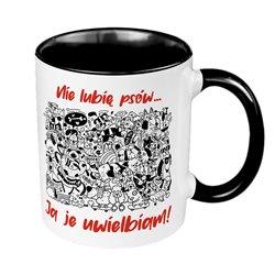 "Uwielbiam psy " - kubek 330 ml kolorowy dla miłośnika psów.
