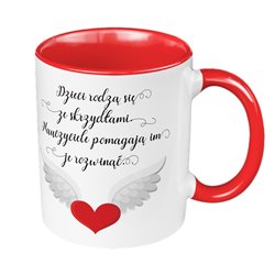 "Skrzydła" 2 - kubek 330 ml kolorowy- prezent z okazji Dnia Nauczyciela.