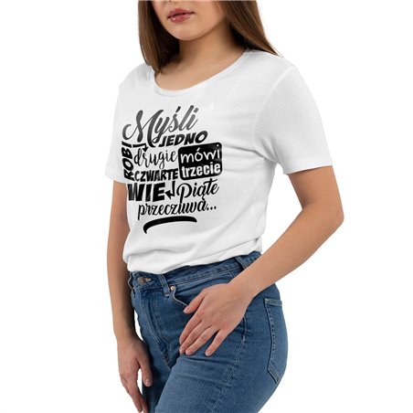 Koszulka unisex z napisem "Myśli jedno"- świetny prezent na urodziny.