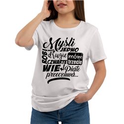 Koszulka unisex z napisem "Myśli jedno"- świetny prezent na urodziny. 2